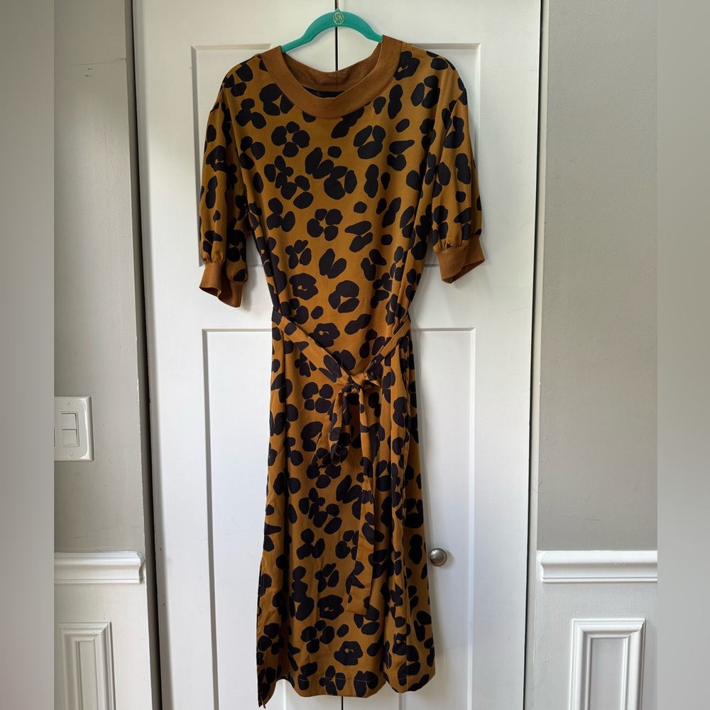 Who What Wear Mustard and Black Floral Midi Dress